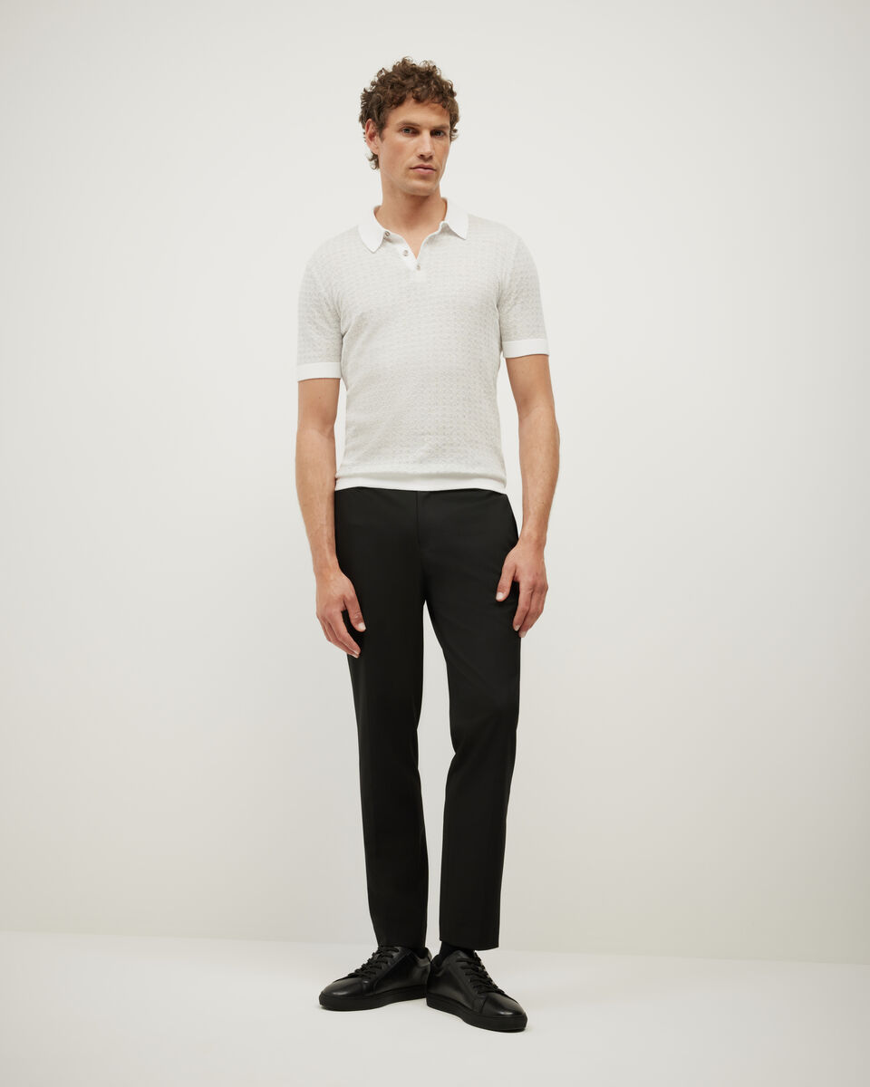 Orlando Two-Tone Short Sleeve Polo Knit, Grey Marle Orlando Two-Tone Short Sleeve Polo Knit, Grey Marle, hi-res